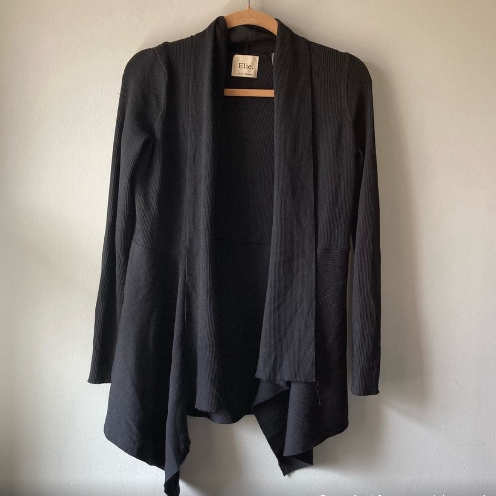 Elie Tahari Shawl Collar Drape Front Cardigan sz L
